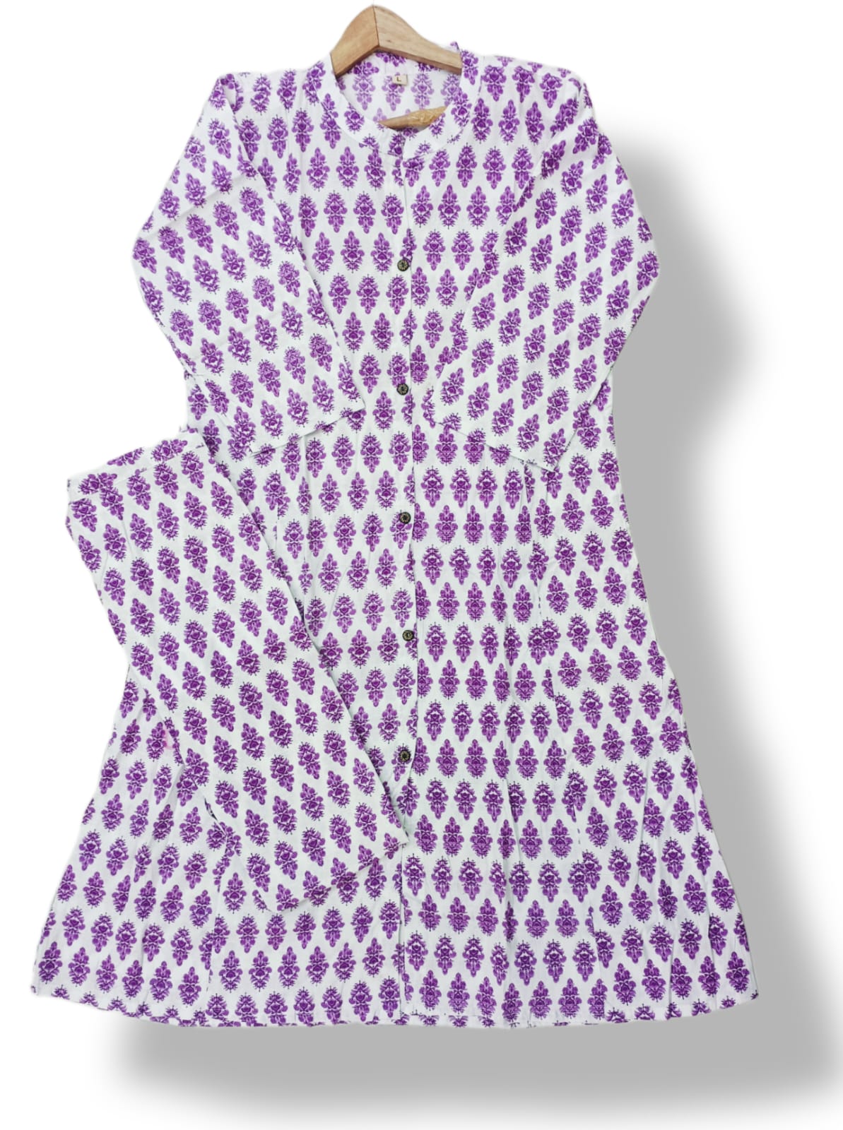 PRINTED COTTON A-LINE KURTI PANT SET